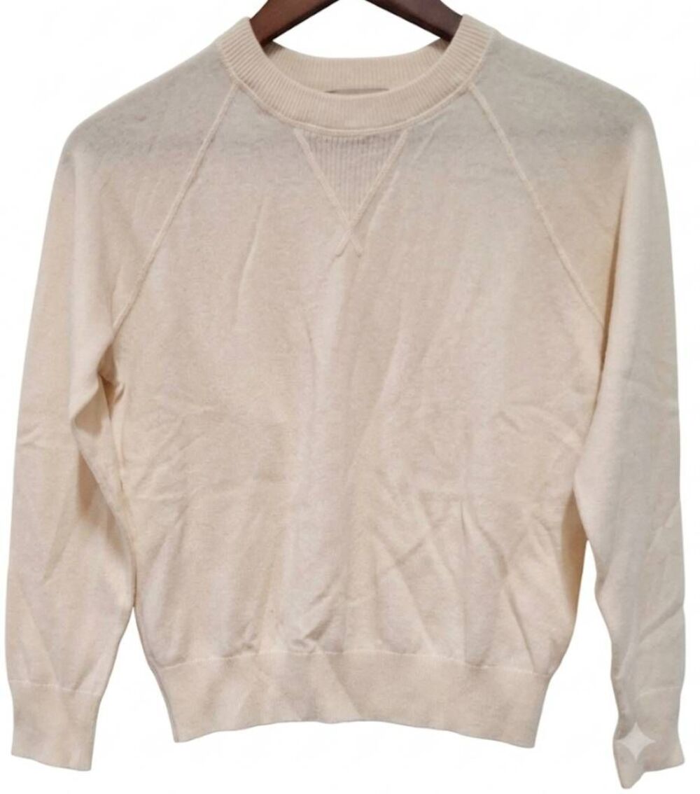 Everlane womens small cream sweater 100% cashmere raglan sleeve crewneck